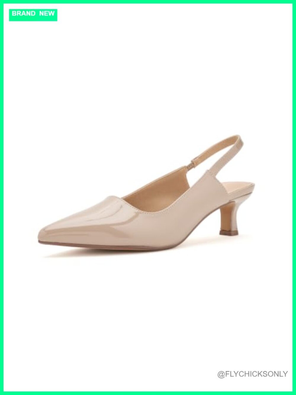 Kitten Heel Slingback Pointed Toe Sandals PU Faux Leather Dress Shoe